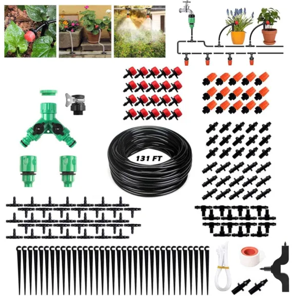 Kit de riego por goteo para plantas y jardín