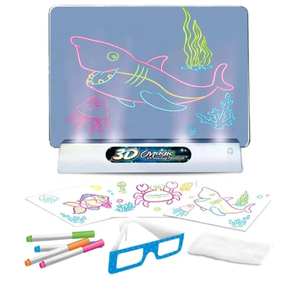Tablero de dibujo 3D con luz LED y gafas