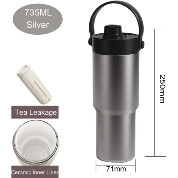 Vaso térmico de 735 ml con interior de cerámica y pitillo