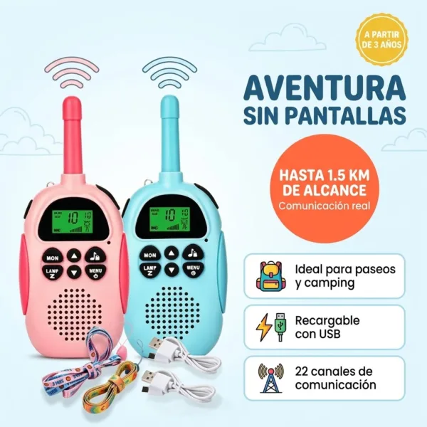 Walkie talkies infantiles recargables x 2